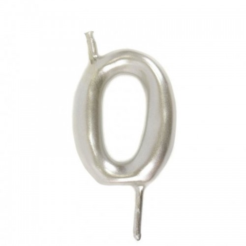 Vela Número 0 Prateado